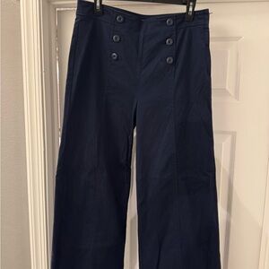 LOFT Dark Blue High Rise Wide Leg Trousers with side zipper Size 4